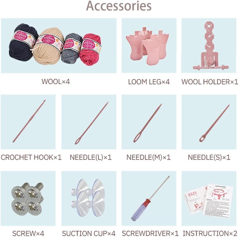 Miniatura 5 de NVSIO Máquinas de tejer para niños, telar de 48 agujas con contador de filas, tejido redondo inteligente, kit de punto doble giratorio para adultos