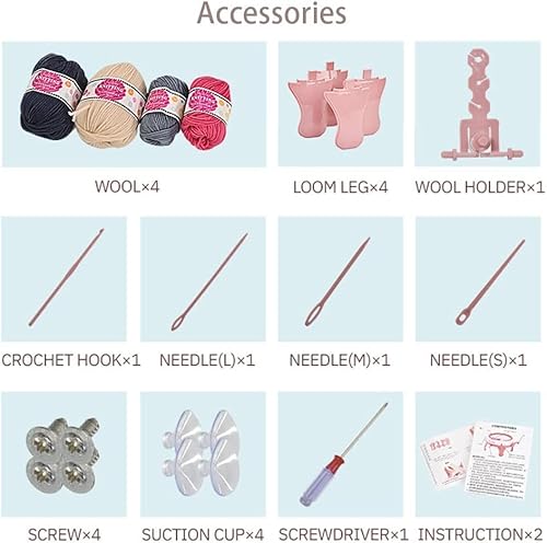 Máquina de tricô infantil, 48 agulhas de tear com contador de fileiras, redondo de tecelagem intelig