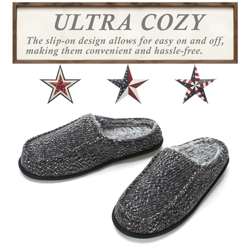Cozylook Men's Slip-on Slippers, Memory Foam Padded House Moccasins, Non-Slip Sole Indoor/Outdoor, Soft Plush Lining, Cozy Gifts, Sizes 8-154
