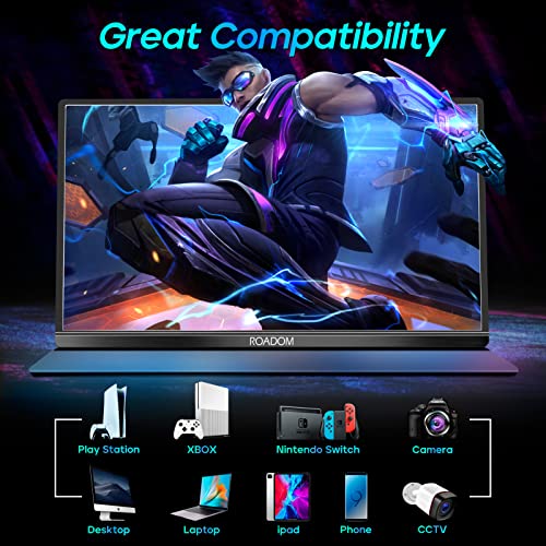 Roadom 4K Portable Monitor,15.6'' Ips Ultra Hd 3840X2160,100% Srgb,400Cd/㎡,Hdr,Dual Speakers,Smart Cover,Mini-Hdmi Dual Usb C Portable 4K Monitor For Smartphone/Laptop/Desktop/Ps/Xbox/Switch #TOP6