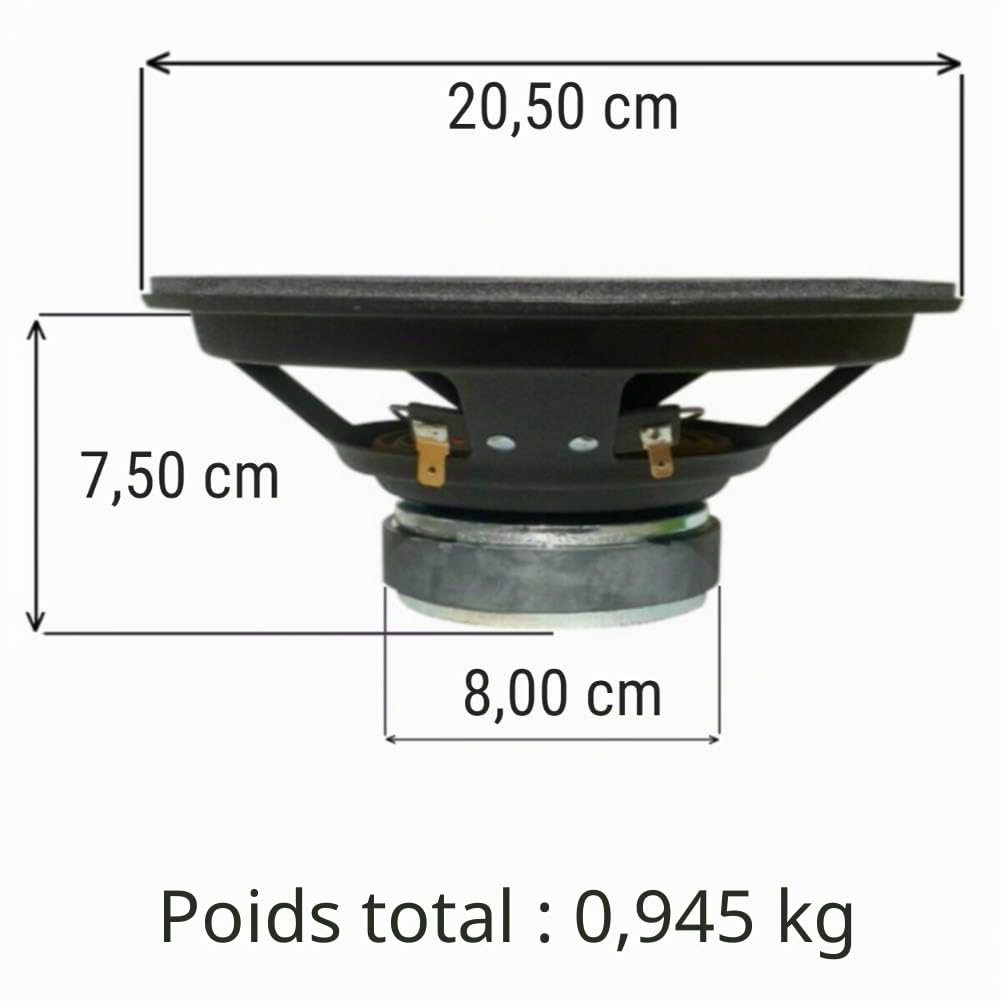 1 WOOFER CIARE HW210 HW 210 Haut-Parleur 20,00 cm 200 mm 8" diamètre 75 Watt rms 150 Watt Max impédance 8 ohm Suspension en Gomme, 1 pièce