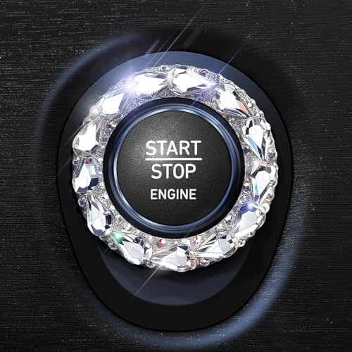 Car Engine Start Stop Ignition Button Logo Sticker, Shiny Crystal