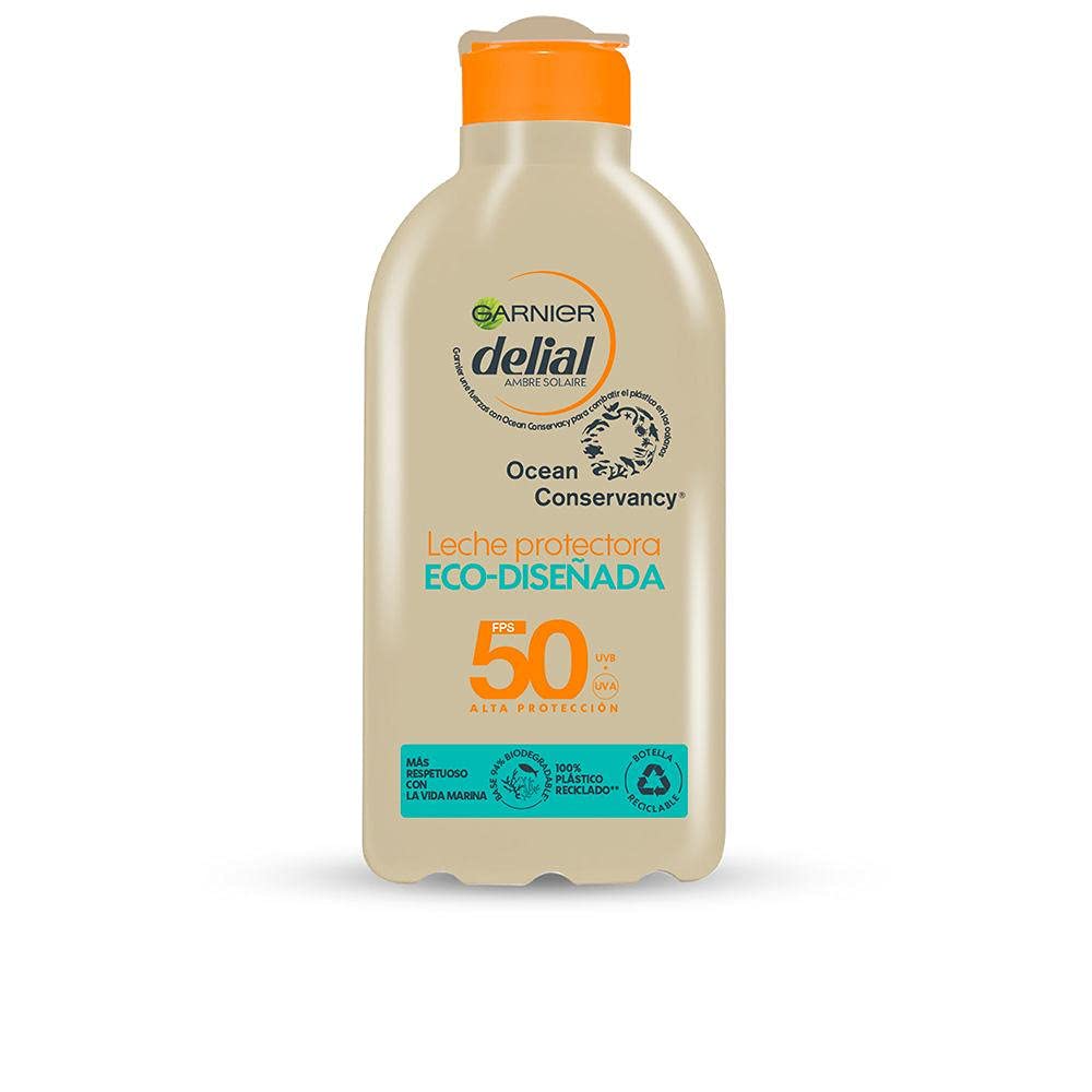 GARNIER DELIAL Crema Solar Alta Protección FPS50 Eco Diseñada, Respetuosa Con La Vida Marina, Fórmula 94% Biodegradable 200 ml