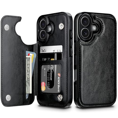 Coolden for iPhone 17 Case Wallet with Card Holder Slot Shockproof Cover Flip Folio Soft PU Leather Magnetic Closure Heavy Duty Durable Protective Cases Cover for iPhone 17 Phone Case (Black)