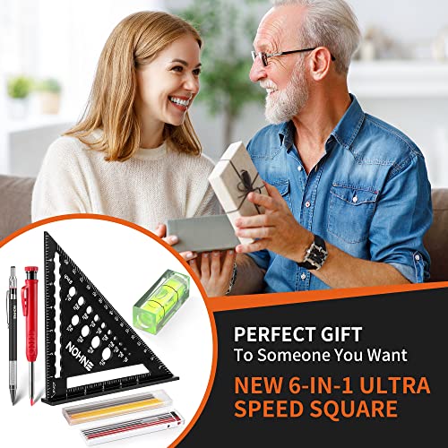 Carpenter Square 7 Inch, 6-In-1 Aluminum Triangle Ruler Carpentry Squares Tool Set, Mechanical Carpenter Pencils With Sharpener, Deep Hole Marker Construction Woodworking Pencils, 18 Refills And Level #TOP5