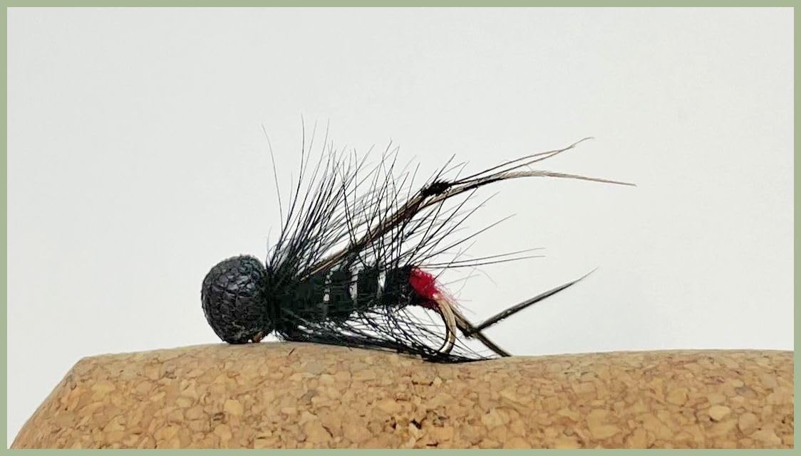 Booby Hopper Trout Flies, Black Barbless - choice of size and quantity, Best Emerger Flies, Parachute flies (12, 12)
