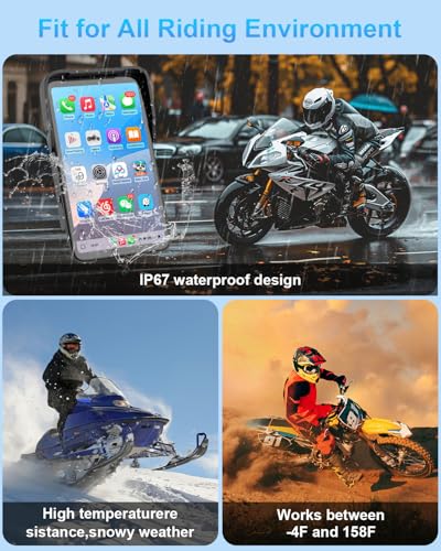 Image of Vertical-style Motorcycle Carplay HD Touch Screen, Motorcycle GPS Navigation System with Carplay and Android Auto, IP67 Waterproof, Support Tire Pressure settings, Bluetooth, Voice Control, Navigation