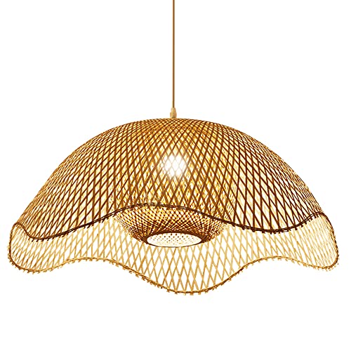 Lustre en bambou tressé main suspension dôme pour salon