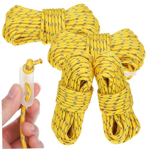 Parliky 4pcs Reflective Camping Rope Heavy Duty Tangle Cord with Storage Bag for Tents Tarps and Outdoor Activities Windproof High Visibility Durable Nylon Hiking Rope