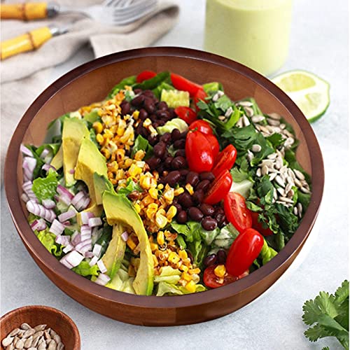 Ginsent Wooden Salad Bowl With Salad Hands, 11¾"X4, Extra Durable Solid Wood Salad Serving Bowls, Handmade Kitchen Mixing Bowl Prep Bowl For Food Fruits Salads Cereal Snack, Easy To Care #TOP6