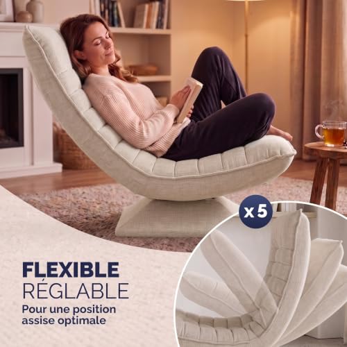 CASARIA Fauteuil Tout Confort pivotant 360 degrés crème – vue 6