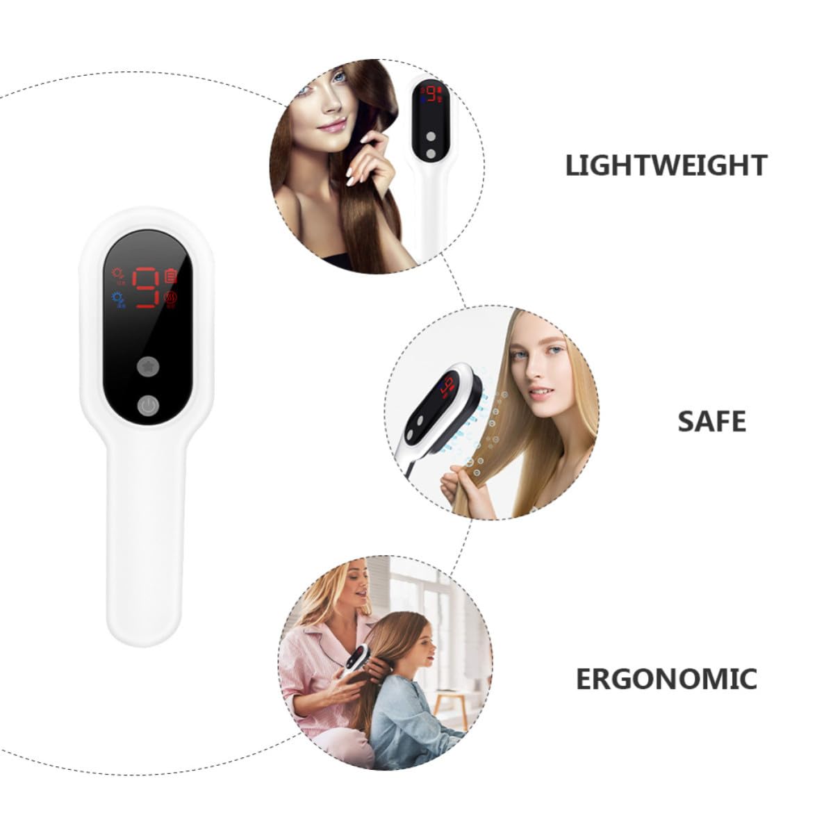 Masajeador de Cabello Eléctrico Diseño Ergonómico, Peine de Masaje Cuero Cabelludo en Abs y Tpu, Portátil Relajación y Cuidado Capilar
