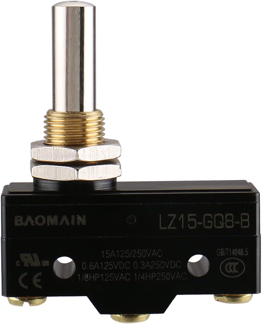 Baomain Micro Limit Switch Panel Mount Long Plunger LZ15-GQ8-B Momentary 15A Micro Push Button Switch UL CE Listed