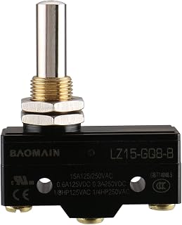 BAOMAIN Long Panel Mount Plunger Switch LZ15-GQ8-B 15A Momentary, UL