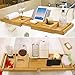 Bamboo Bathtub Caddy Tray Expandable for Luxury Bath,Bath Accessories & Table with Wine Glass Holder,Book Stand Bathroom Organizer with Extending Sides for Men/Women,Free Soap Holder