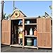 Szopa ogrodowa z podwójnymi drzwiami, szafka do przechowywania narzędzi, pionowa, drewniana szopa do przechowywania, organizer, 6 obszarów do przechowywania, na podwórko, taras, taras i ganek, akcesoria ogrodowe