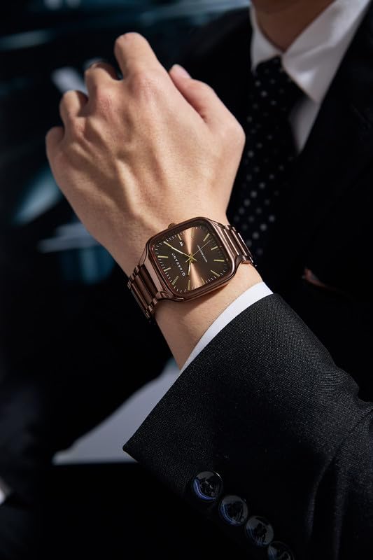 Image of Giordano Analog Watch for Men - Square Dial, Stainless Steel Strap, Date Display, Water Resistant Classic Dress Watch