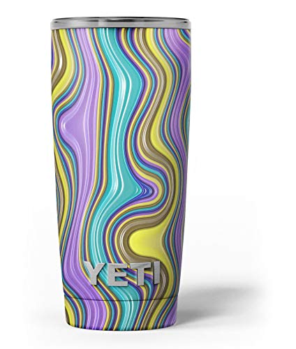 Design Skinz Bright Purple Teal and Mustard Yellow Color Waves - Skin Decal Vinyl Wrap Kit Compatible with The Yeti Rambler Cooler Tumbler Cups