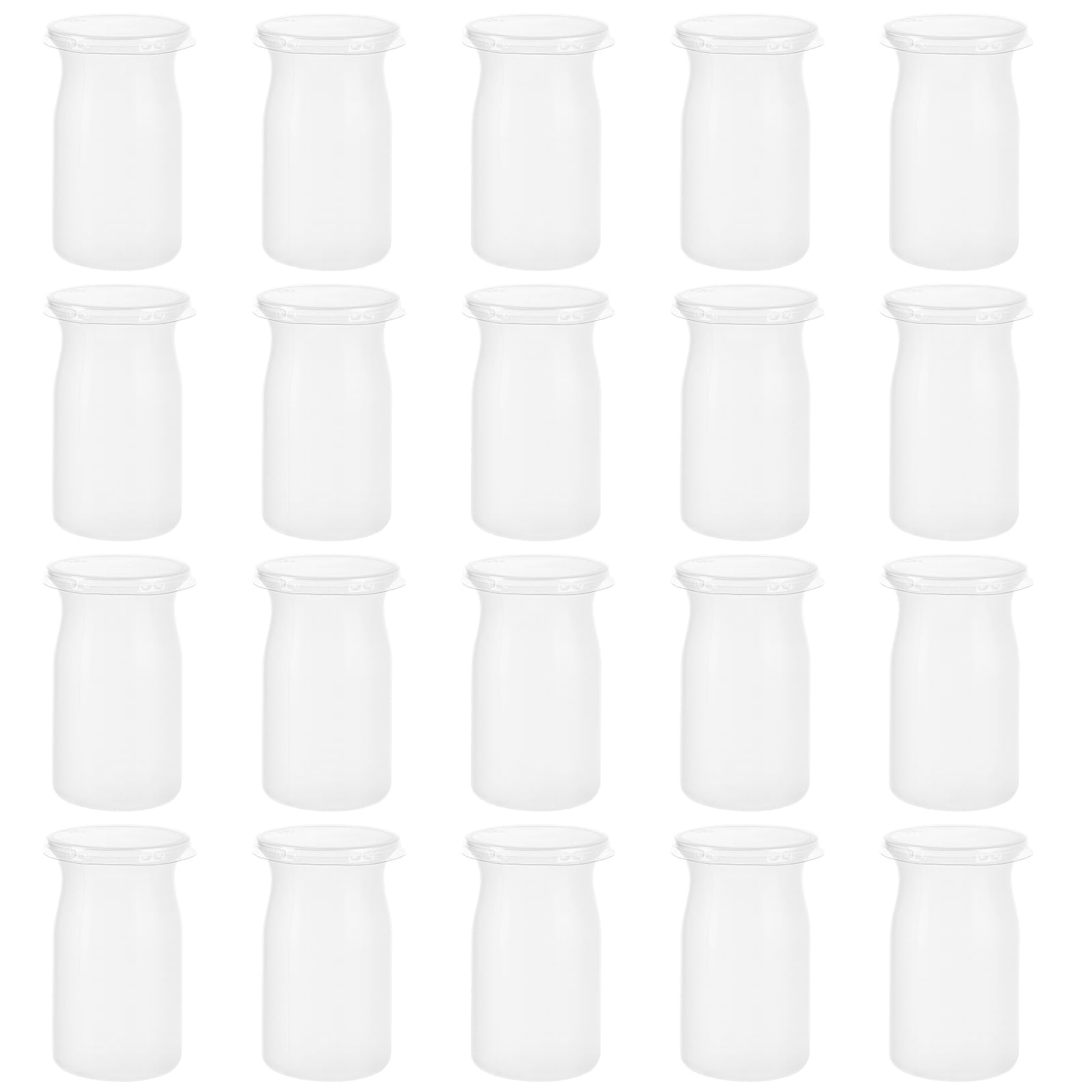 ASelected 20PCS 200ML Yogurt Pudding Plastic Jars,Jars with Plastic Lids Mini Cup Small Bottles,pudding yogurt pots with lids,small plastic bottles for pudding yogurt milk cake fruits jam