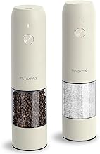 TLYSXPRO Electric Salt and Pepper Mill, Set of 2, USB Rechargeable, Adjustable Coarseness Spice Mill, Pepper Mill Electric with LED Light, Cleaning Brush, Kitchen Appliances, Buttercream
