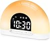 Alarm Clock with Light 2025 New Model WeekdayHoliday Alarm Setting Sunrise Simulation 7 Types of Natural Sounds Rainbow Light Large Volume Alarm Snooze 10-Level VolumeBrightness Adjustment Light