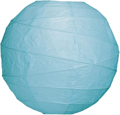 Luna Bazaar - Linterna de papel de alta calidad, pantalla de lámpara (20 pulgadas, acanalado estilo libre, azul hielo) – Papel de arroz