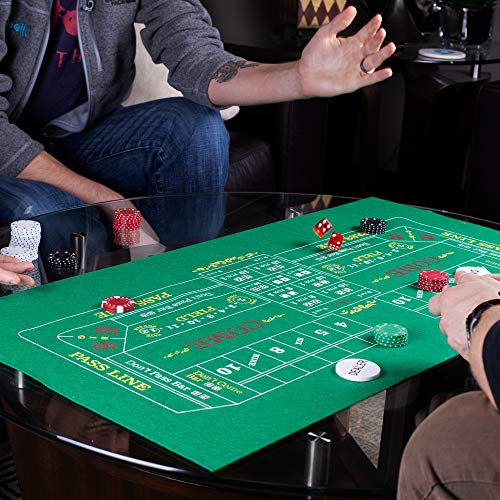 Mini Double Sided Blackjack & Craps Felt Layout - Includes Bonus Reference Card!