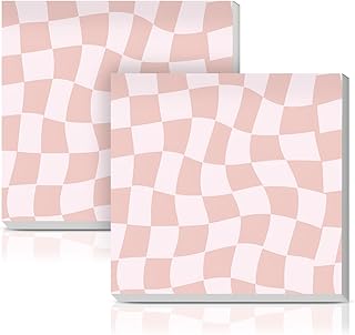 Sticky Notes 3x3 Inches, 2 Pads Cute Colorful Self-Stick Note Pads, Easy to Post for Home, Office and Daily Life Organization Distort Red Checkerboard