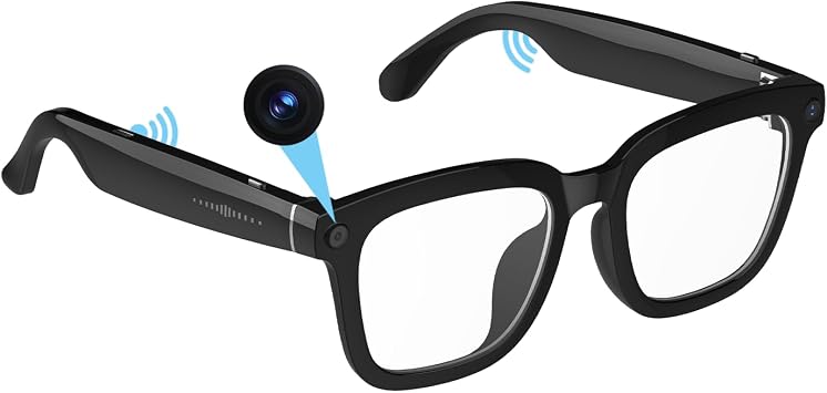 Ai Smart Glasses with Camera, 8MP Anti-Shake Camera Glasses, Voice Assistant, Supports Photo/Video/Audio Recording, with AI Assistant/AI Translation/Bluetooth Calling Anti-blue light glasses - T5