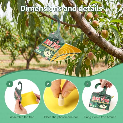Mysora 12 Pack niponensis & Clearwing Moth Traps with Pheromone Lures – Triangular Hanging Sticky for Peach Trees, Includes 12 Traps & 12 Lures, for Orchard & Garden Use — view 3