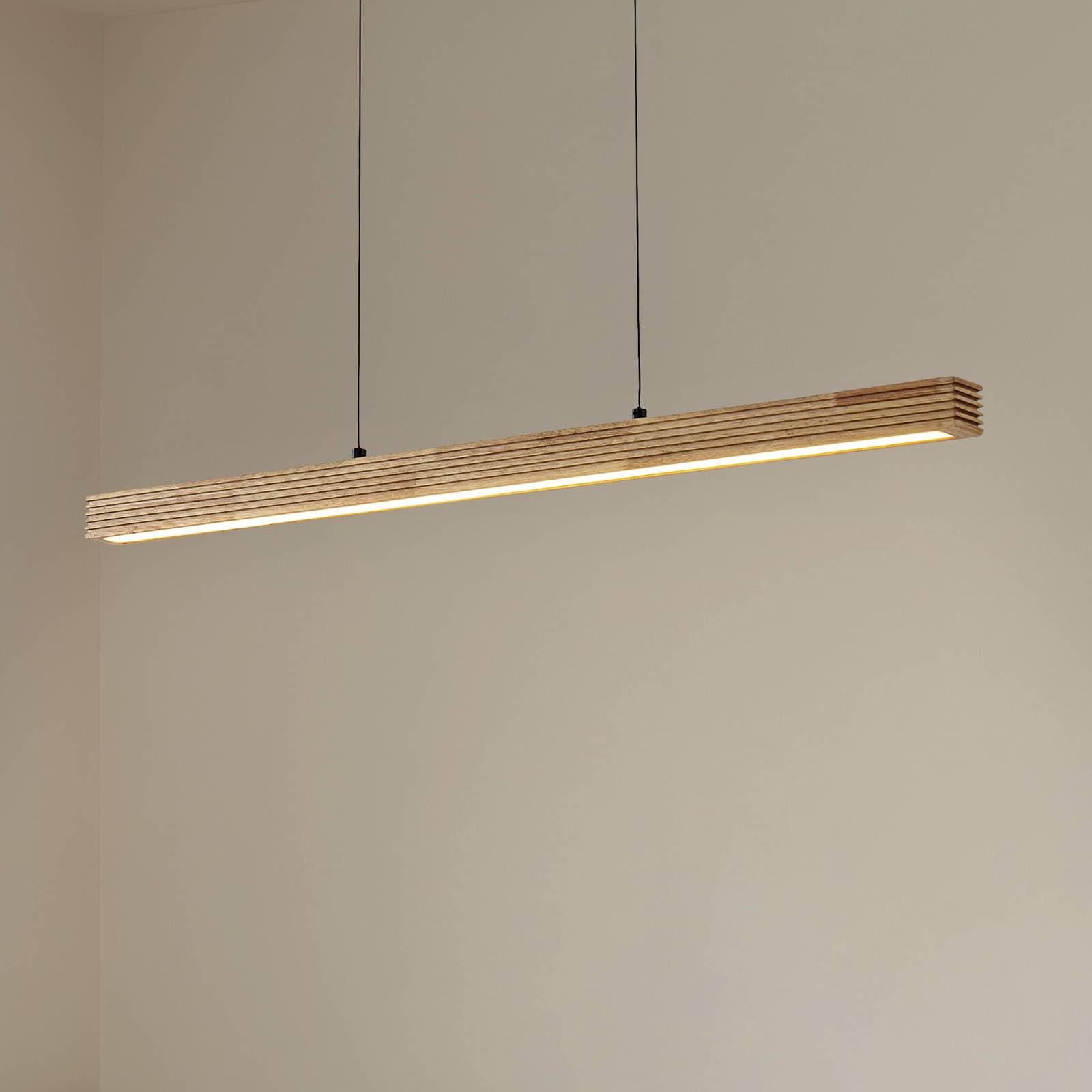 Lucande LED Pendelleuchte Emara dimmbar (Design, Modern) aus Holz (1 flammig) - Hängeleuchte Esstischlampe Hängelampe Wohnzimmerleuchte