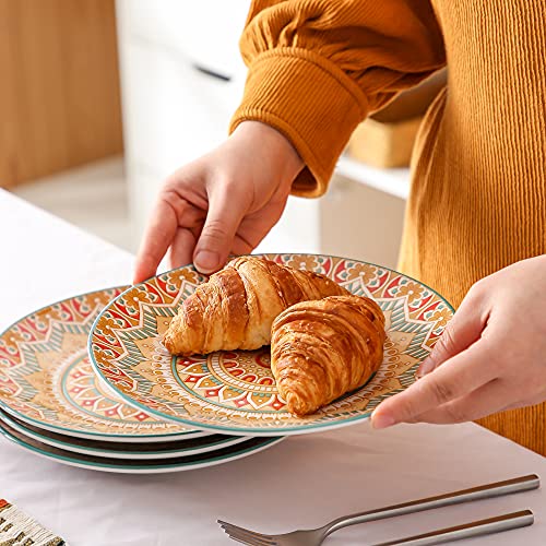 vancasso Tafelservies, dessertborden, porselein, 4-delige taartbordenset, Mandala-serie, Ø 21,2 cm platte borden voor ontbijt, Boheemse stijl - Image 8