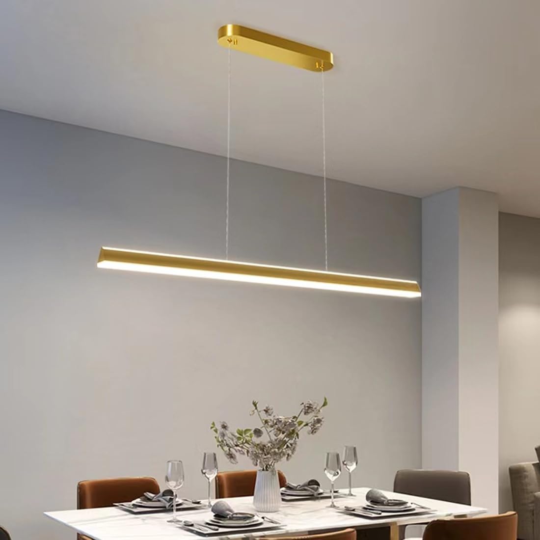 Bellastein LED Pendant Lights, Office Pendant Lights, Modern Pendant Lights, Minimalist up and Down Lighting, bar Counter Lighting fixtures (Golden, 100cm)