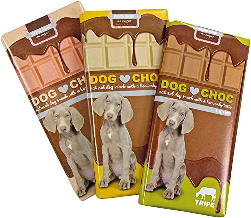 duvoplus, Dog Choc Tripes 100 Gramm, Leckerlis für Hunde, Schokoladentafel, ohne Zucker und ohne Kakao, leckerer Schokolatriegel für Ihren Hund, europäische Premium-Qualität