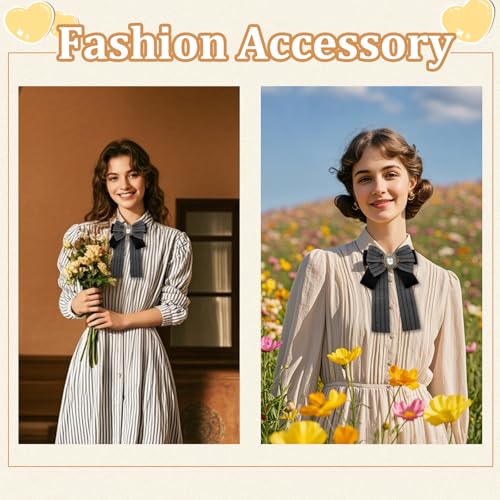 Image of Womens Bow Tie Adjustable Rhinestone Bowtie for Women Ladies Girls Pre-tied Womens Tie for Shirt Suit Uniform