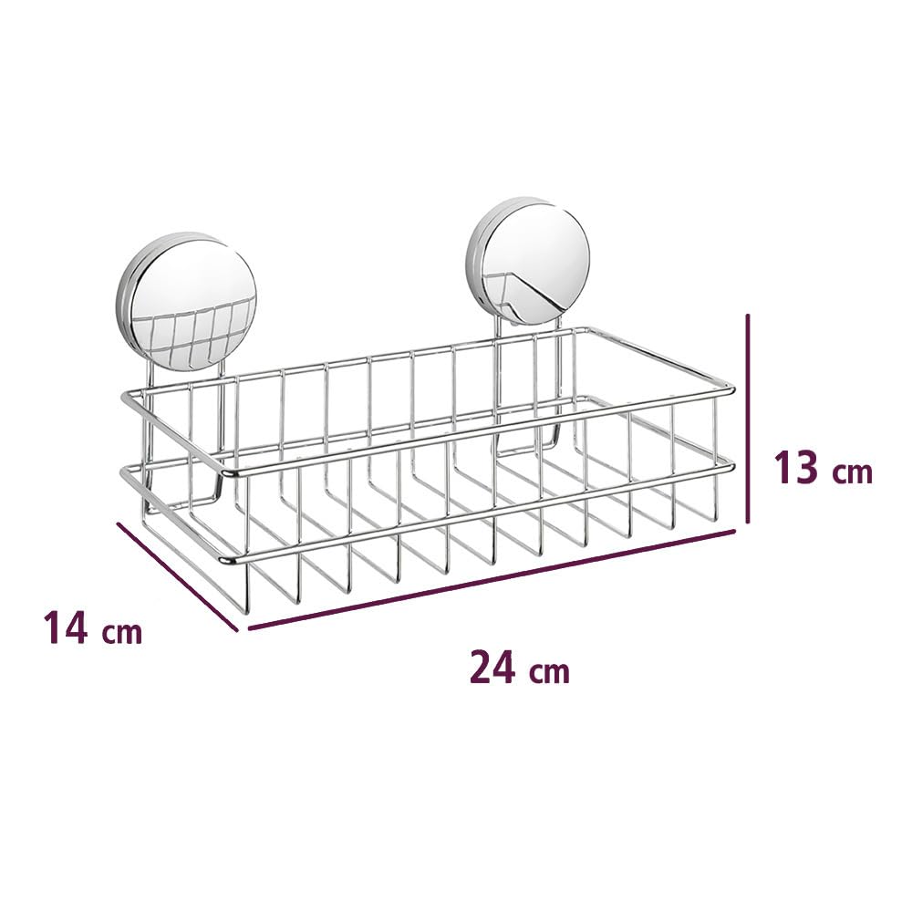 WENKO Static-Loc® Plus duża półka ścienna Osimo, mocowanie bez wiercenia, bezpieczne trzymanie dzięki statycznej przyczepności na gładkich, nieprzepuszczających powietrza powierzchniach, 24 x 16,5 x