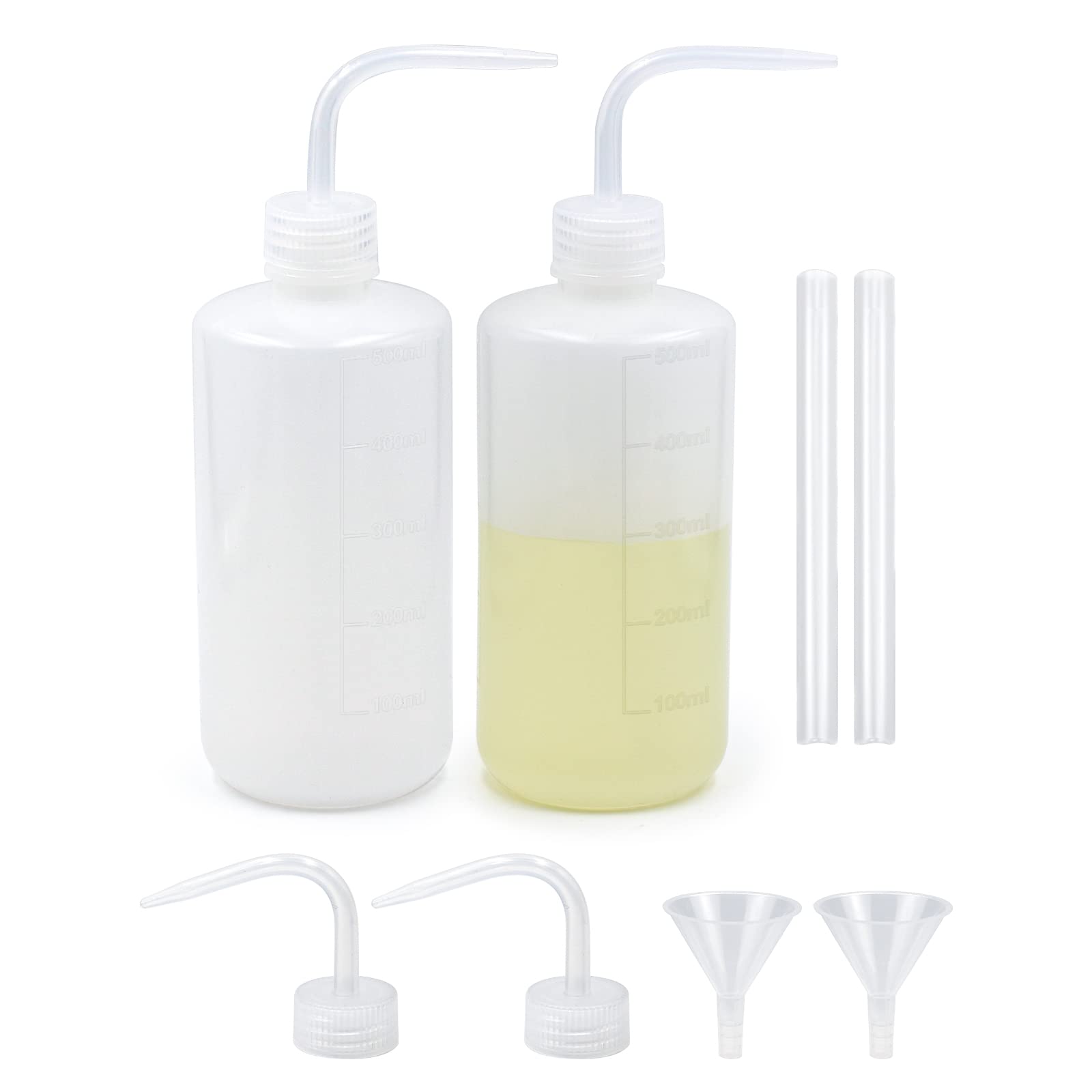 Flaconi Da Laboratorio In LDPE 500 Ml - 2 Pezzi Con Imbuto | Per Liquidi, Irrigazione E Conservazione - Foto 2