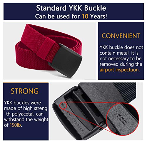 Image of LionVII Elastic Men Belt, Stretch Belt with YKK Plastic Buckle, Breathable Belt for Work and Sports, Adjustable Trim to Fit 28-49 inch Waist