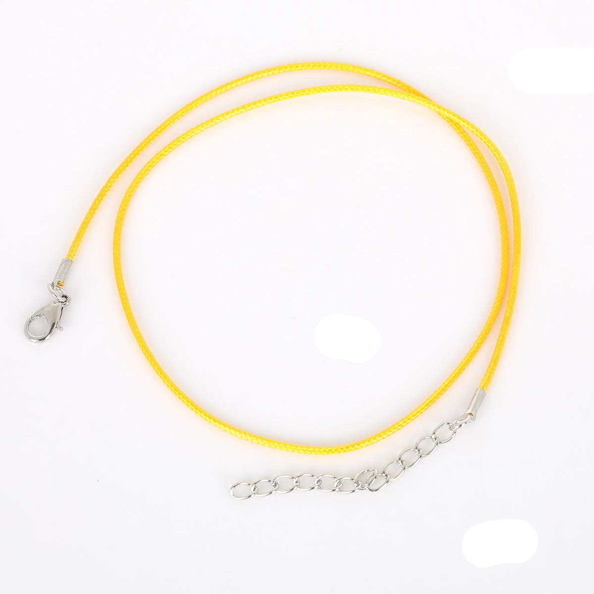 30 Pcs/lot 2mm Faux Handmade Leather String Cord Braided Rope Necklaces & Pendant Chain Charms with Lobster Clasp DIY Findings (Yellow)