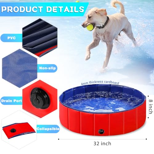 image for StarOcean Foldable Dog Pool, Kiddie Pool Hard Plastic Pool for Kids, P