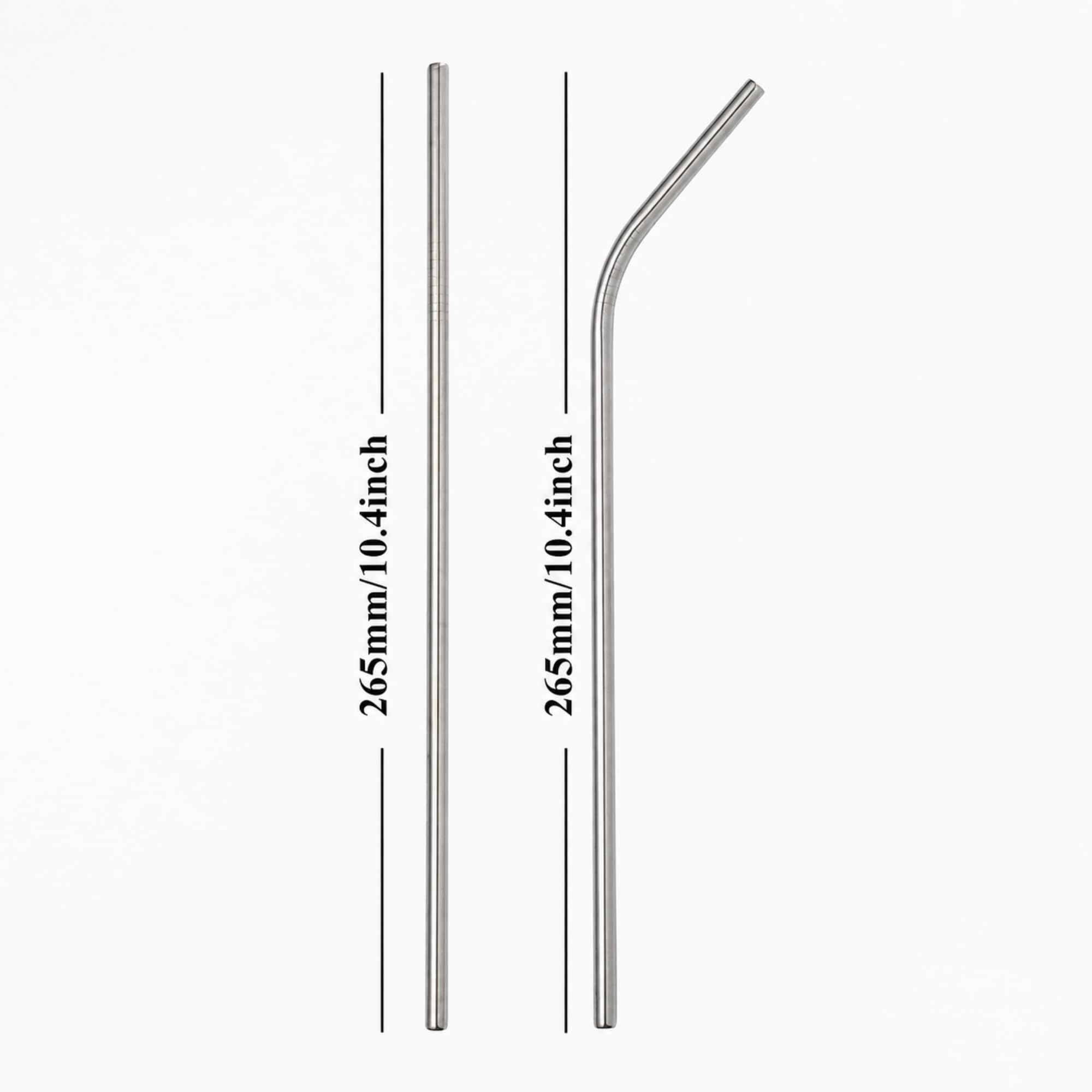 Calessier 6’lı Metal Pipet Seti, Temizleme Fırçalı Düz ve Kavisli Tekrar Kullanılabilir Pipet, Smoothie Milkshake Kokteyl ve Soğuk İçecekler İçin Modern Metal Pipet