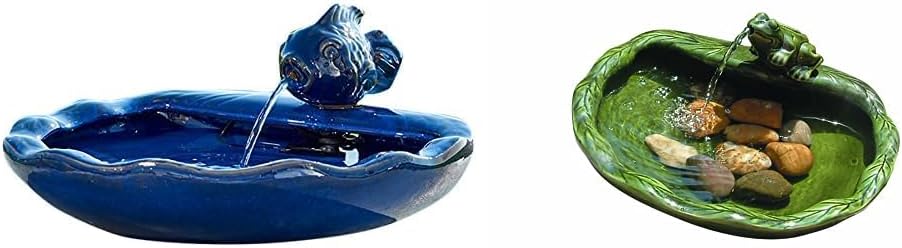 Smart Solar Ceramic Solar Koi and Frog Fountains Bundle | Powered by Solar Panels