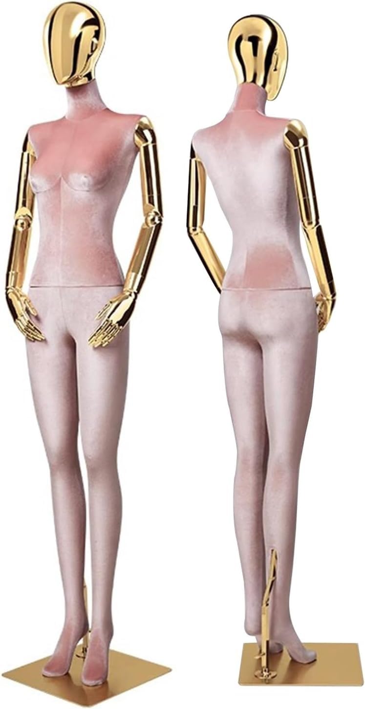 CONGRUI Female Retail Mannequins with Rotatable Electroplating Heads and Arms 72 83in Tall Manikin Detachable Torso(Pink)