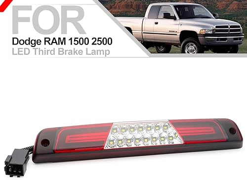 Miniatura 2 de LED Third 3rd Brake Light Rear Cargo Lamp High Mount Stop Light for 1994-2001 Dodge RAM 1500 2500 3500 Red Lens LED Center Mount Brake Stop Tail