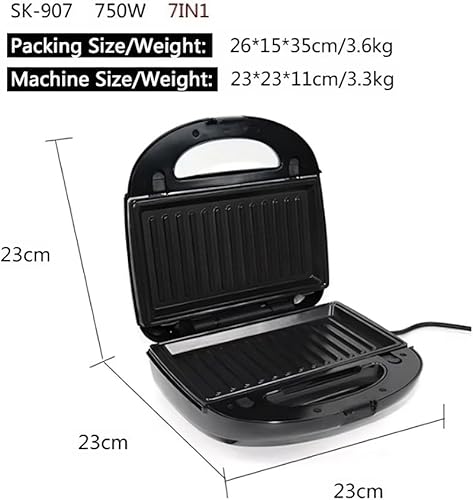 Miniatura 4 de Mini waflera eléctrica multifuncional con platos extraíbles, mini donas, parrilla de prensa y parrilla de prensa Panini para hacer deliciosos