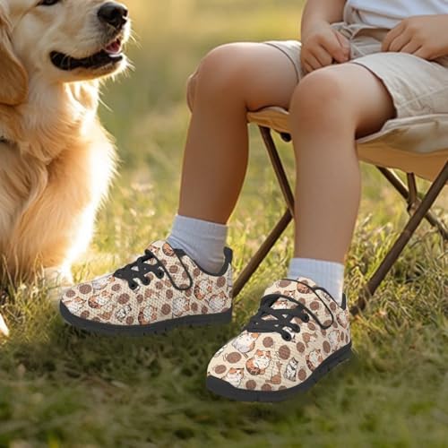 Boys Girls Shoes Kids Sneakers Athletic Running School Shoes for Little Kid/Big Kid Cute Cat Ball of Thread Pattern2