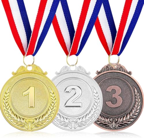 Norhogo 3 Pièces Médailles Métal, Médailles Or Argent Bronze Médailles, 1er 2e 3e Médailles Style Olympique avec Rubans, pour Les Activités pour Enfants, Les...