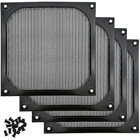 IMSurQltyPrise 140mm Desktop Computer Case Fan Dust Filter Grills Dustproof Case Cover with Screws, Aluminum Frame Ultra Fine Stainelss Steel Mesh, Black Color - 4 Pack Cover