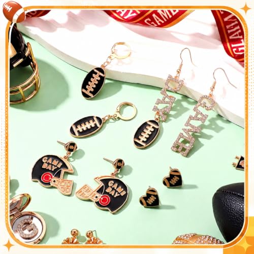 Image of Liliaafar 4 Pairs Game Day Football Earrings for Women