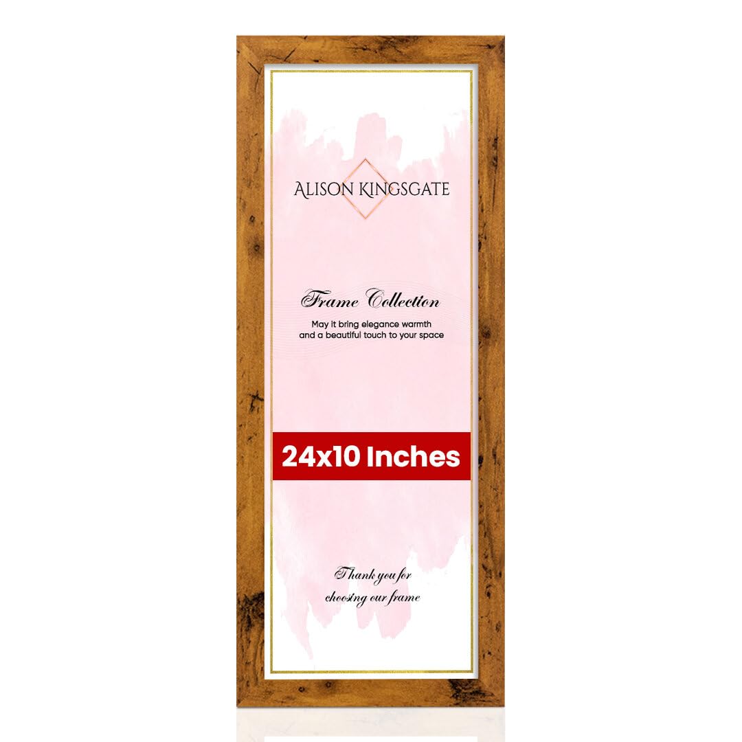 Alison Kingsgate Modern 20x10 Rustic Oak Picture Frames - Engineered Wood Photo Frame with Shatterproof Perspex Front - Ideal for Posters, Certificates & Artwork - Wall Mount or Tabletop Display